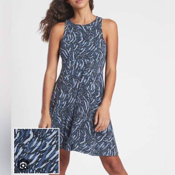 Athleta Dresses & Skirts - Athleta Blue and Black Patterned Mini Dress Size S Casual
